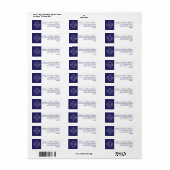 Blauw Wit Eenvoudig Geometrisch Monogram Bruiloft Etiket (Full Sheet)