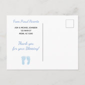 Blauw Wit Eenvoudige Baby Boy Verjaardag Aankondig Aankondigingskaart (Achterkant)