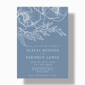 Blauw & Wit | Eenvoudige bloemenbruiloft Kaart