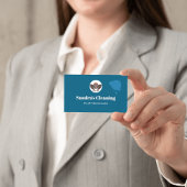 Blauw-wit eenvoudige reinigingsdiensten visitekaartje