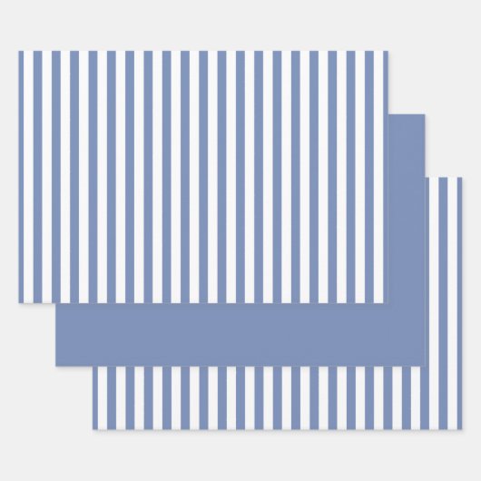 Blauw Wit Eenvoudige Strepen Patroon Geometrisch Inpakpapier Vel (Set)