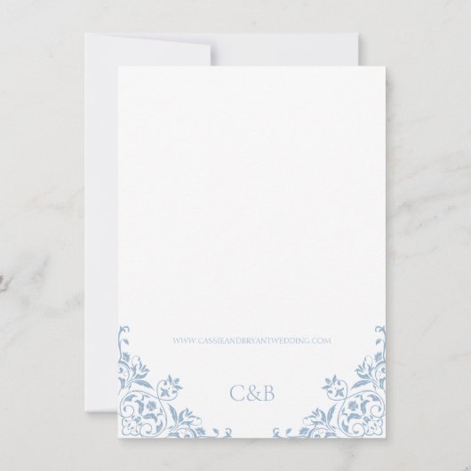 Blauw Wit Eenvoudige Wedding Registry Enclosure Ka Kaart (Achterkant)