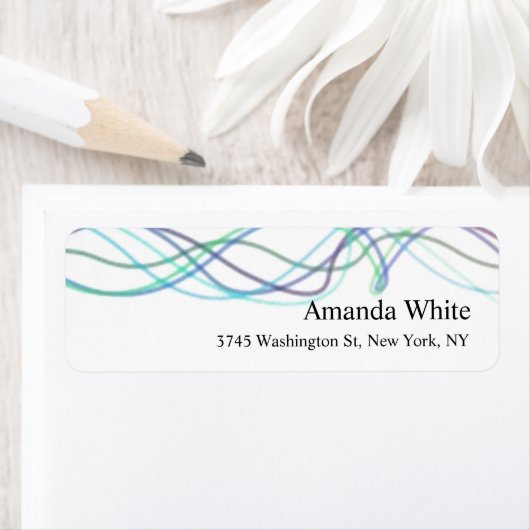 Blauw Wit Elegant Minimalistisch Abstract Modern Etiket (Insitu)