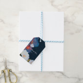 Blauw & Wit Elegant Modern Chic Bloemige Favor Cadeaulabel (Met Touw)