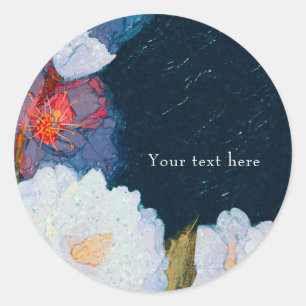 Blauw & Wit Elegant Modern Chic Bloemige Favor Ronde Sticker