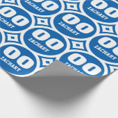 Blauw wit elk jaar verjaardag Aangepaste naam A8G Cadeaupapier (Hoek)