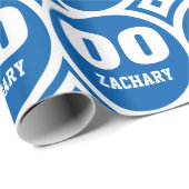 Blauw wit elk jaar verjaardag Aangepaste naam A8G Cadeaupapier (Rol Hoek)