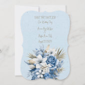 Blauw Wit en Bruin Bloemen Bruiloft Boeket Save The Date (Voorkant)