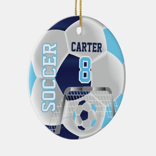 Blauw, wit en donkerblauw Pas Voetbal aan ⚽ Keramisch Ornament (Rechts)