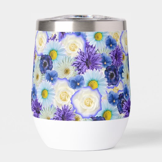 Blauw Wit en Geel Bloemen Bloemen Bloemen Collage (Voorkant)