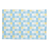 Blauw wit en geel daisy quilt kussensloop (Achterkant)