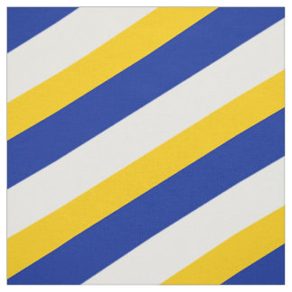Blauw, wit en geel gestreepte patroon stof