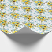 Blauw, Wit en Geel Zonnebloem Arrangement Cadeaupapier (Hoek)