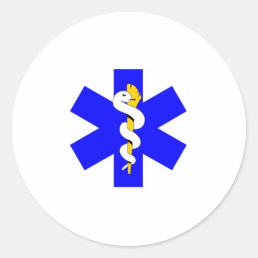 Blauw, wit en goud ronde sticker (Voorkant)