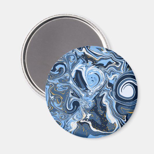 Blauw, wit en gouden rondjes magneet (Voorkant / Achterkant)