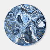 Blauw, wit en gouden rondjes magneet (Voorkant)