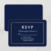 Blauw Wit en Gouden RSVP-Kaart RSVP Kaartje (Voorkant / Achterkant)