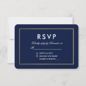 Blauw Wit en Gouden RSVP-Kaart RSVP Kaartje (Voorkant)