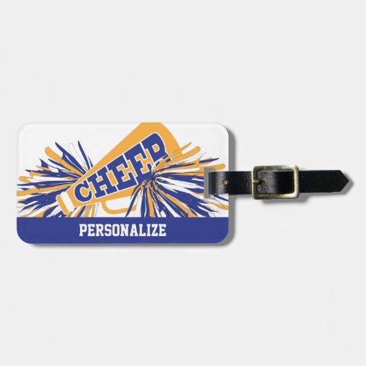 Blauw, wit en goudkoorts Megaphone Bagagelabel (Voorkant horizontaal)