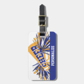 Blauw, wit en goudkoorts Megaphone Bagagelabel (Voorkant verticaal)