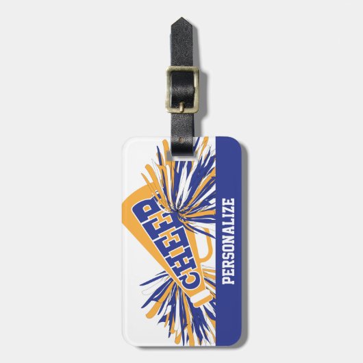 Blauw, wit en goudkoorts Megaphone Bagagelabel (Voorkant verticaal)