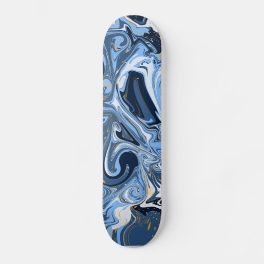 Blauw, wit en goudvocht Kunstmatige kleuren Persoonlijk Skateboard (Voorkant)