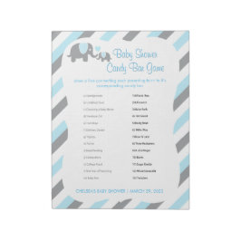 Blauw, wit en grijs Baby shower met olifant - Spel Notitieblok