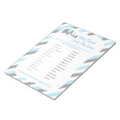 Blauw, wit en grijs Baby shower met olifant - Spel Notitieblok (Schuin)