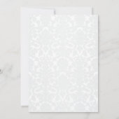 Blauw, Wit en Grijs Damast Monogram Kaart (Achterkant)