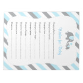 Blauw, wit en grijs ellephant Baby shower - Vernis Notitieblok (Voorkant)