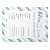 Blauw, wit en grijs ellephant Baby shower Word Gam Notitieblok (Voorkant)