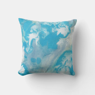 Blauw Wit en Grijs Marmer Patroon Kussen
