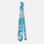 Blauw Wit en Grijs Marmerpatroon Stropdas (Voorkant)