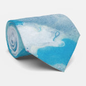 Blauw Wit en Grijs Marmerpatroon Stropdas (Opgerold)