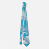 Blauw Wit en Grijs Marmerpatroon Stropdas (Achterkant)