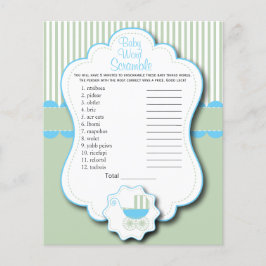 Blauw, wit en mint groen Baby shower - Scramble Flyer