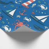 Blauw, wit en Oranje, authentiek patroon Cadeaupapier (Hoek)