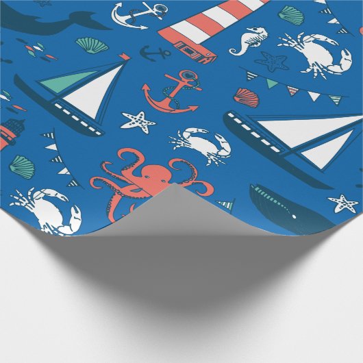 Blauw, wit en Oranje, authentiek patroon Cadeaupapier (Hoek)