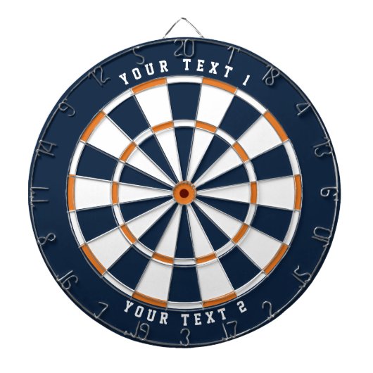 Blauw, wit en Oranje | Breedspeelse sportlettertyp Dartbord (Voorkant)