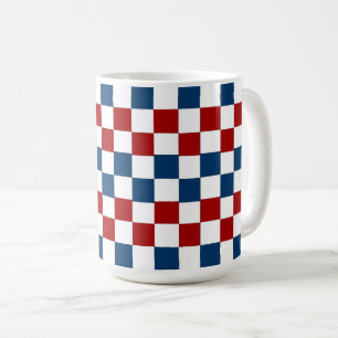Blauw, wit en rood geruite Mok