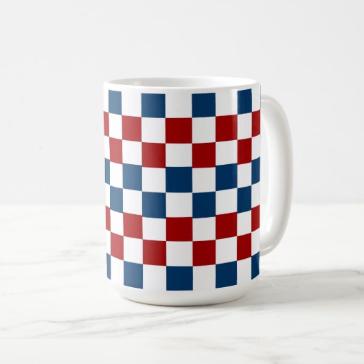Blauw, wit en rood geruite Mok (Voorkant rechts)