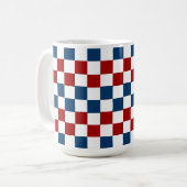 Blauw, wit en rood geruite Mok (Voorkant links)