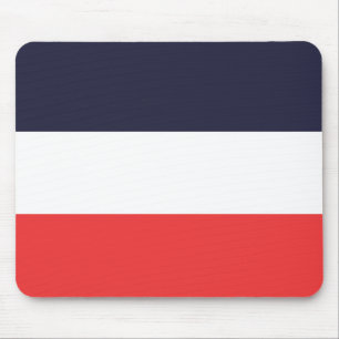 Blauw wit en rood gestreept design muismat