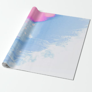 Blauw wit en roze abstract schilderij cadeaupapier