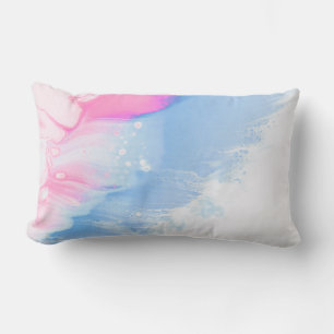 Blauw wit en roze abstract schilderij kussen