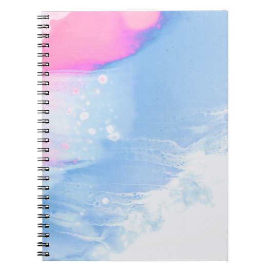 Blauw wit en roze abstract schilderij notitieboek (Voorkant)