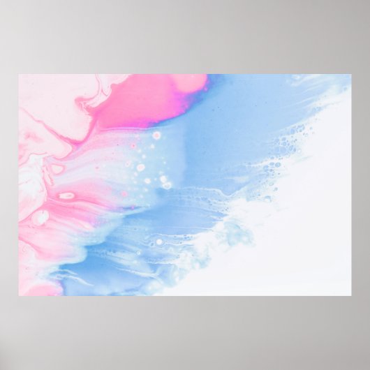 Blauw wit en roze abstract schilderij poster (Voorkant)