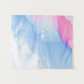 Blauw wit en roze abstract schilderij wandkleed (Voorkant (horizontaal))