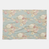 Blauw Wit en Roze Bloem Shabby Chique Bloemen Theedoek (Horizontaal)