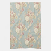 Blauw Wit en Roze Bloem Shabby Chique Bloemen Theedoek (Verticaal)